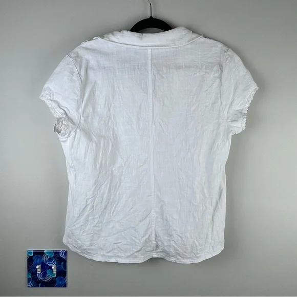 Soft Surroundings Shirt White Cotton Stretch Cottagecore Prairie Boho Large - Picture 4 of 8